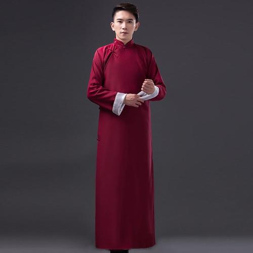 长衫中国风男装复古棉麻相声服评书大褂民国服装中式长袍子男五四