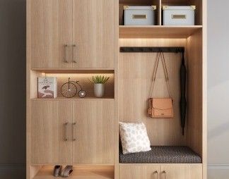 现代进门玄关鞋柜3d模型下载