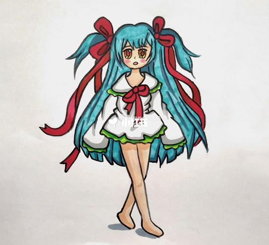 四头女身动漫女生 马克笔立体简笔画_动漫_简笔画_马克笔_文化_绘画