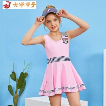 夏季女童泳衣高品质京选儿童泳衣女童连体裙式三角速干防晒小童中大童