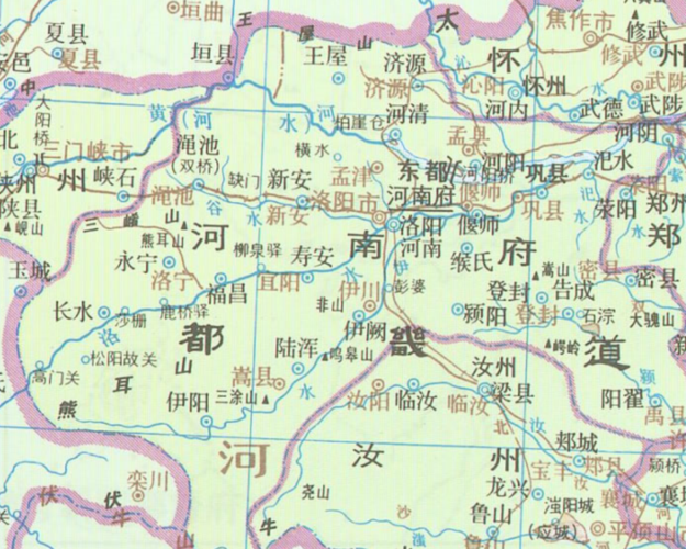 唐朝的河南府,可见管辖济源,王屋,河清,河阳等黄河以北的县