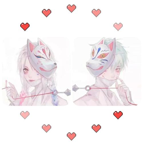 狐狸面具情侣头像 真人头像 甜甜爱恋_情侣头像_面具