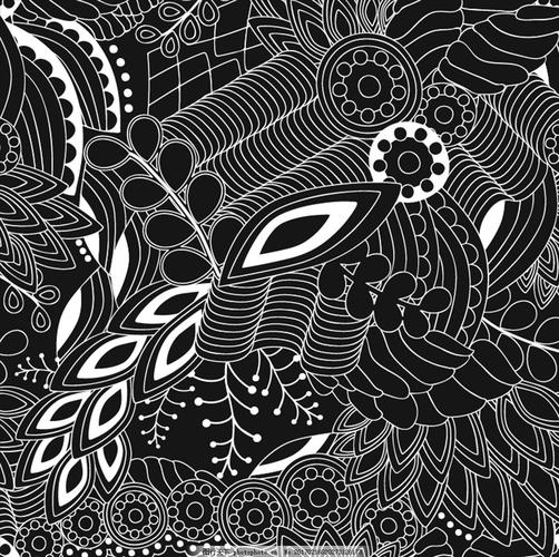 黑白线条工笔画 装饰画 绘画