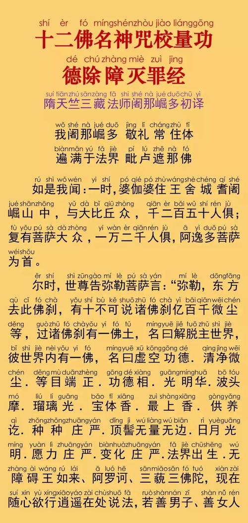 简体注音佛经|十二佛名神咒校量功德除障灭罪经
