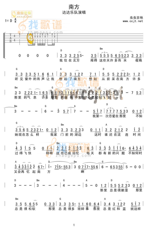 南方( 和弦)_南方( 和弦)简谱_南方( 和弦)吉他谱_钢琴谱-查字典简谱