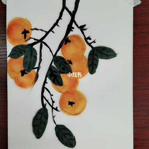今日份【柿柿如意】_颜料_少儿水粉画_文化_绘画
