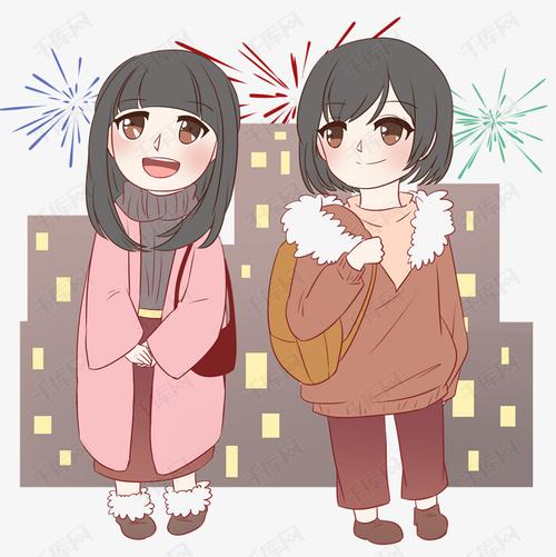 跨年看烟花的女孩