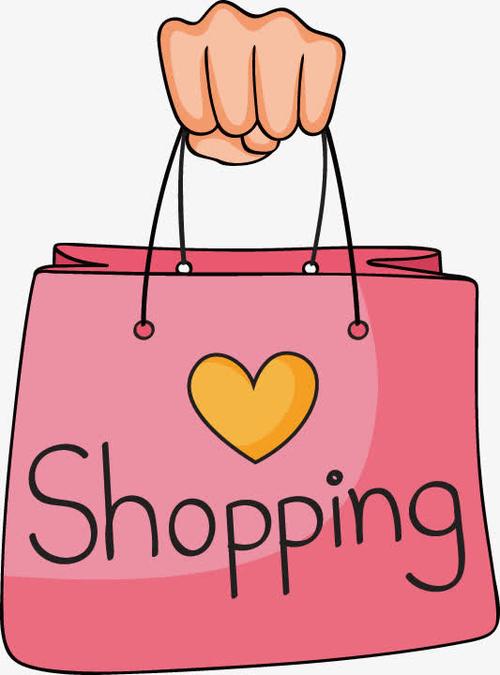 矢量手绘手持购物袋