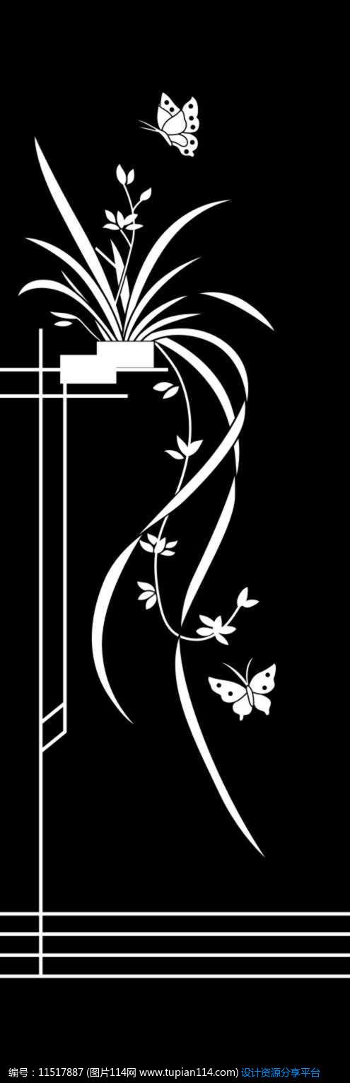 蝴蝶兰雕刻图案设计素材免费下载_雕刻图案cdr_图片114
