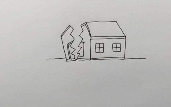儿童画地震怎么画 简单画倒塌的房子