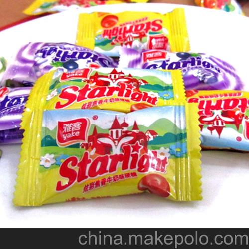 正宗雅客糖果 炫彩草莓黑加仑味牛奶硬糖 1kg散装批发
