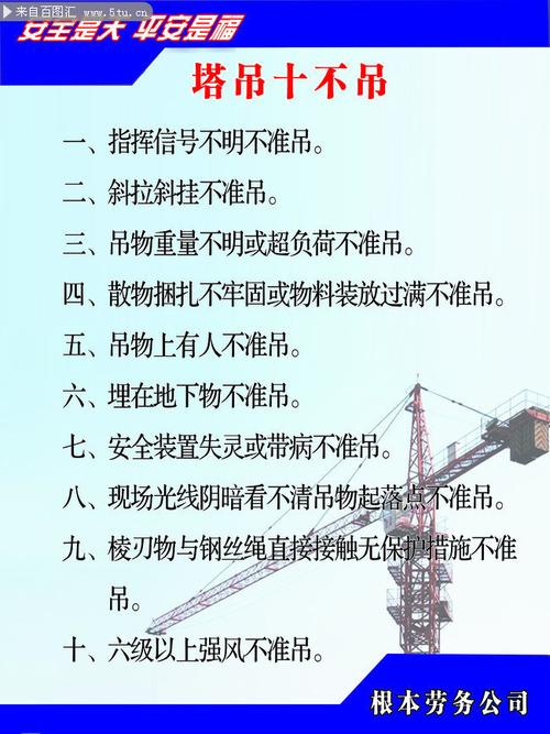 塔吊十不吊建筑工地安全宣传画