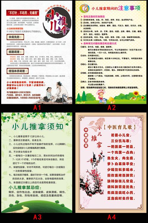 小儿推拿绿色疗法的优点好处注意事项海报宣传画儿童按摩经络穴位