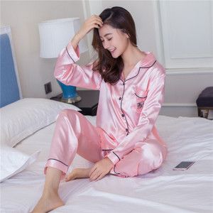 春秋睡衣 维密仿真丝套装 宝蓝色 粉色 m l xl 31元(自家图片)