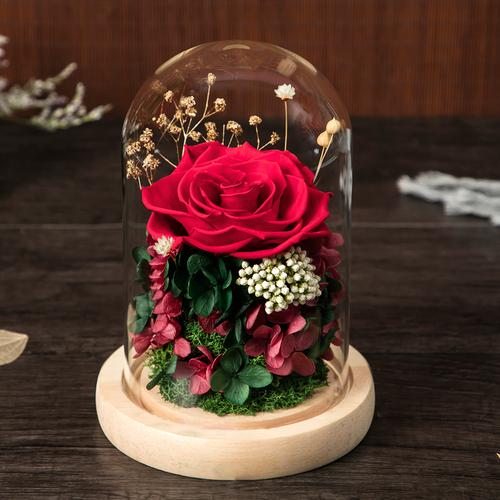 工匠时光永生花礼盒玻璃罩摆件情人节礼物送女友生日礼物抖音同款玫瑰