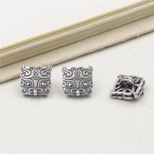 s925纯银手工diy编绳手链纽扣配件 泰银个性复古饕餮神兽隔珠手牌