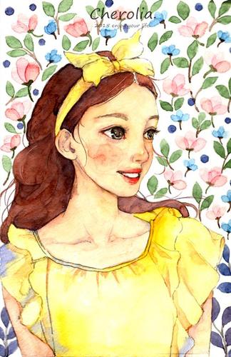 女孩水彩简笔画