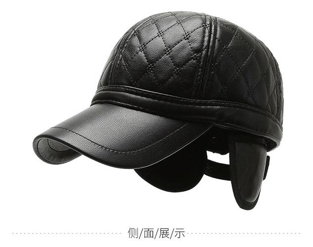 中老年棒球帽冬季新款男士仿皮加厚户外潮流鸭舌帽子