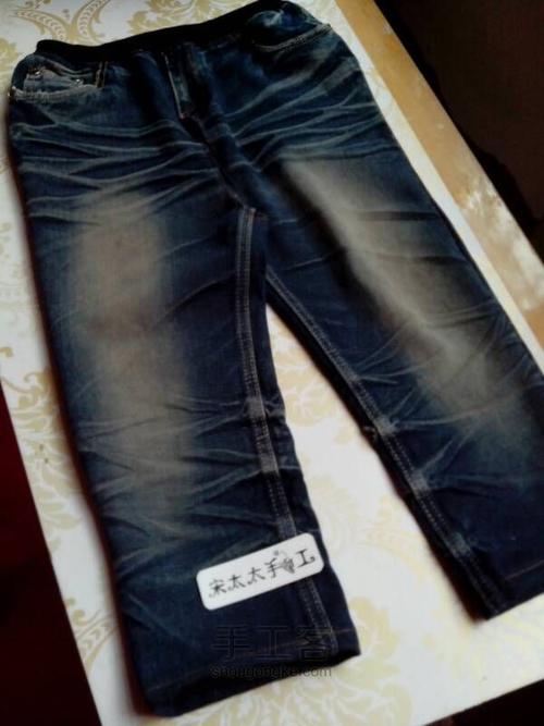 旧衣改造～成人牛仔裤改男童秋冬罩裤