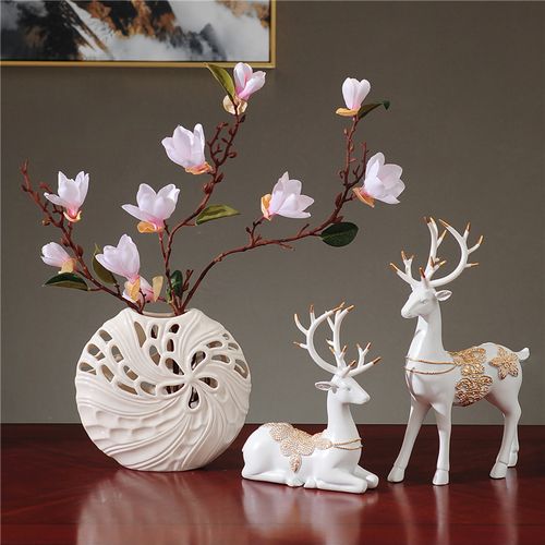 新中式小鹿隔断装饰品创意室内摆设客厅房间卧室玄关工艺品小摆件