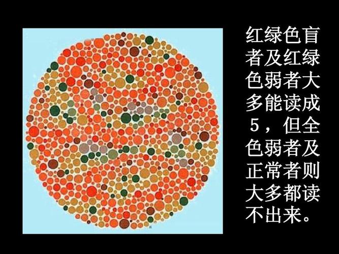 红绿色盲 者及红绿 色弱者大 多能读成 5,但全 色弱者及 正常者则 大