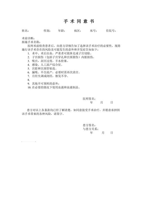 流产手术同意书