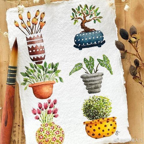 一组简单又好看的水彩手帐元素插画分享!