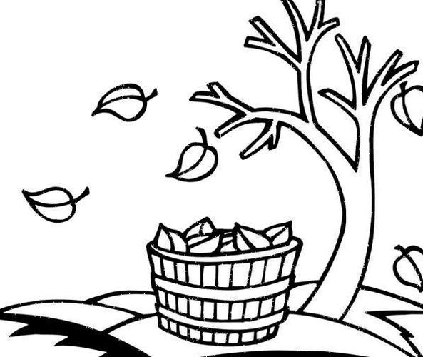 秋天的落叶风景简笔画图片