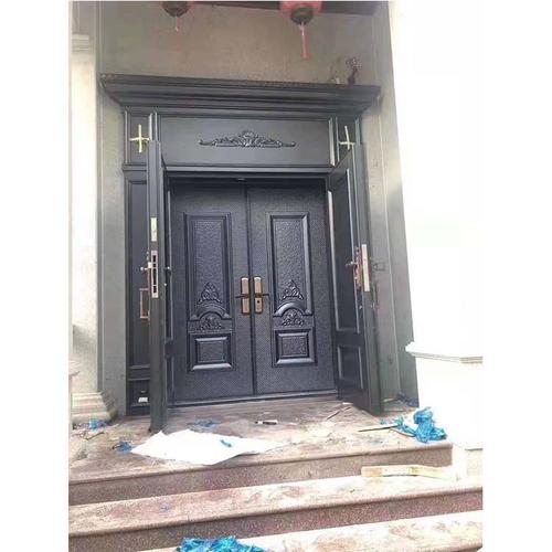 工厂定制菠萝格原木对开大门 入户门 实木中式非标别墅双开门定制