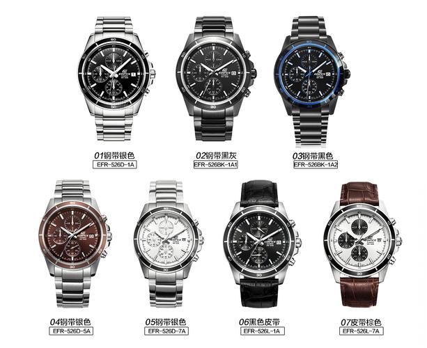 卡西欧casio手表ef系列运动三眼指针男表日本品牌手表efr526d1a