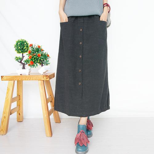 2016夏季新款棉麻文艺半身裙亚麻纯色高腰长裙加大码大摆裙裙子女