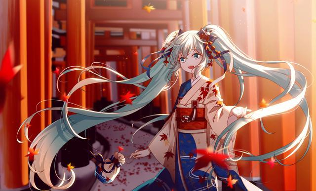 来自日本京都的萌妹纸"初音未来"的插画壁纸,动漫人物画得真好