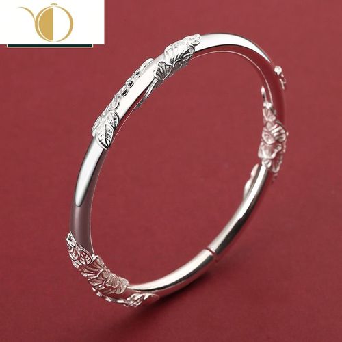 chunmi正品9999手镯女实心银镯子时尚简约开口银手环饰品情人节视频