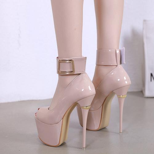 一折恨天高细跟鱼嘴高跟鞋17cm夜店_欧美性感夜店防水台高跟鞋16cm