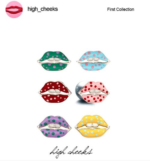 糖利嘴唇耳钉 cheeks high - hollywood vintage 正品