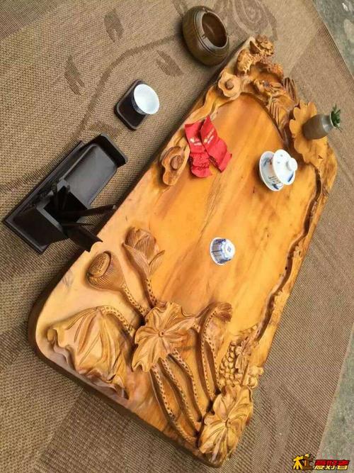 红豆杉茶盘 荷塘月色 雕刻精致精品力作