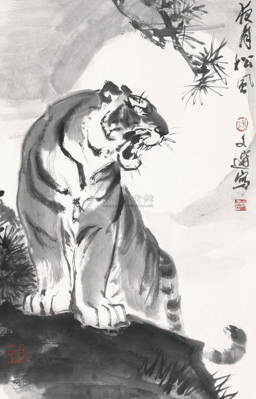 【老虎 立轴 水墨纸本】拍卖品_图片_价格_鉴赏_绘画