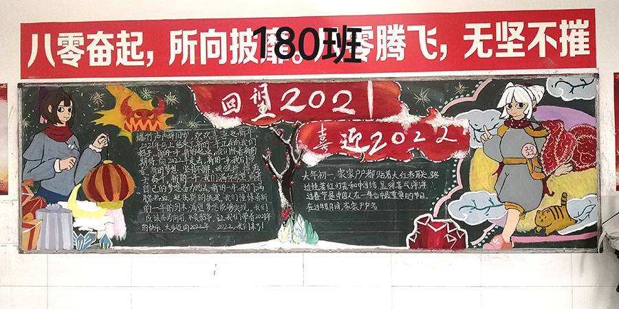 初二年级回望2021喜迎2022主题黑板报
