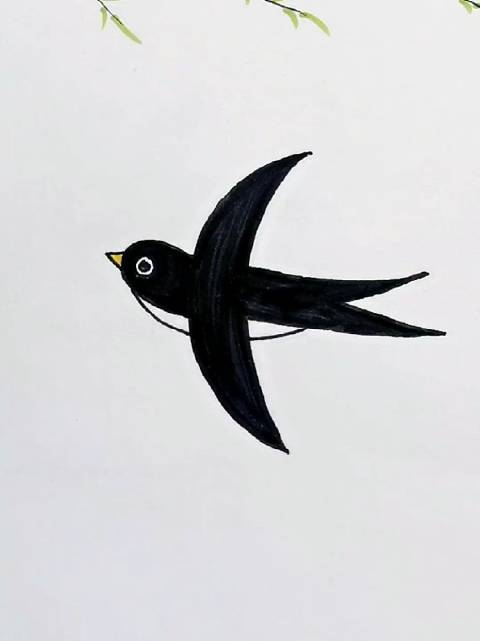 春天来了学画小燕子%幼儿简笔画教程 %儿童简笔画教程 %简笔画#创意