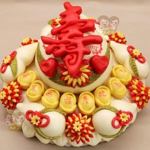 爆款胶东花饽饽大寿桃生日老人寿比南山纯手工面食山东花样馒头