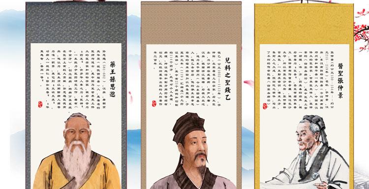 中医养生十大名医华佗孙思邈张仲景李时珍画像药房药店养生馆挂画