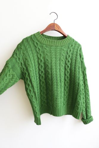 【温柔奶牛撞色花纹长袖毛衣】-衣服-服饰鞋包