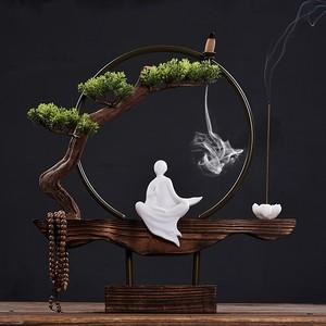 工艺装饰品人偶客厅茶楼会所玄关摆设新中式茶室禅意大型茶摆件