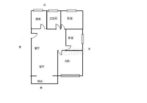 珠海鸿鑫花园户型照片_鸿鑫花园 3房1厅 88.48平 普通装修 南北