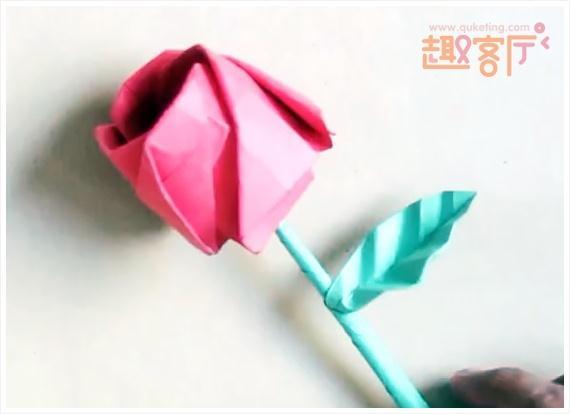 简单的手工纸折花(图09)一个简单折纸玫瑰花.