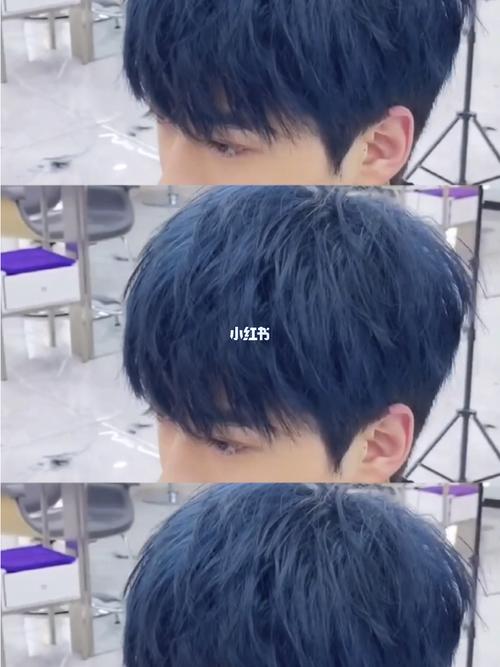 男士发型#摩根烫#纹理烫#墨蓝色_男士发型_纹理烫_摩根烫_墨蓝色_momo