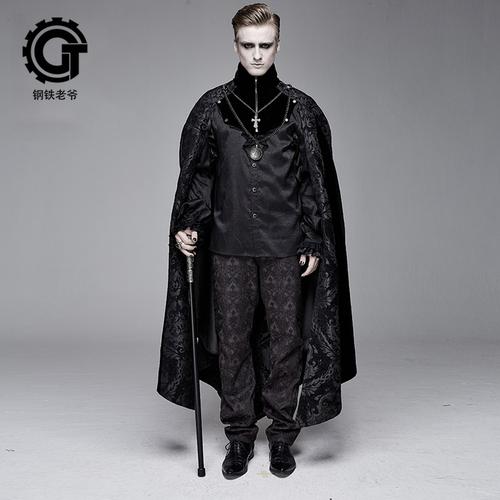 欧洲中世纪宫廷老爷绅士礼服宽松长款风衣外套秋冬款男士披风斗篷