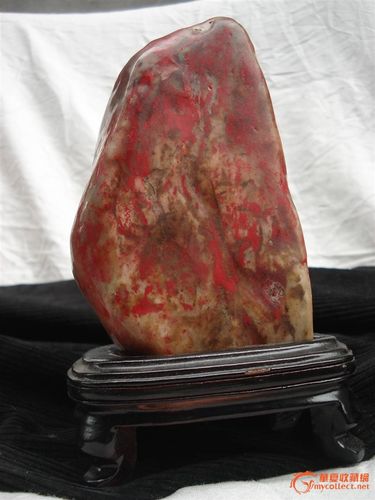 保真昌化鸡血石原石摆件脂透血红!