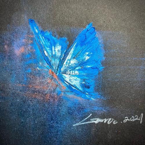 油画棒小稿|蓝蝴蝶03_油画棒_珠光_广州美术学院(大学城校区)自由行