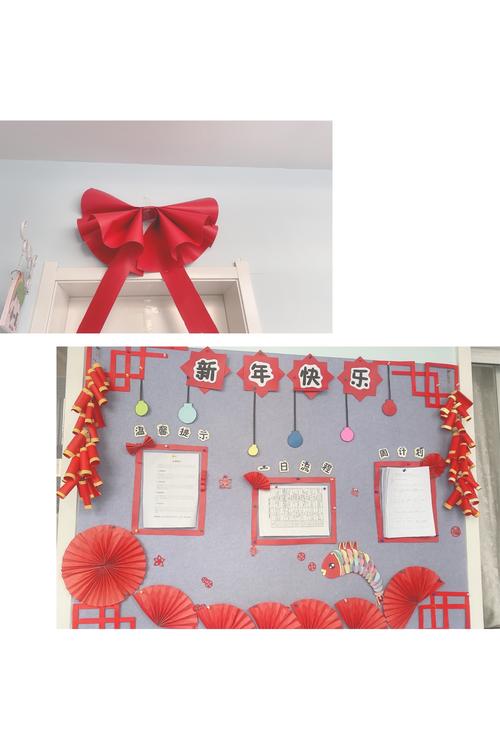 我们幼儿园主题墙红红的新年为孩子们提供了一个浓浓的新年氛围